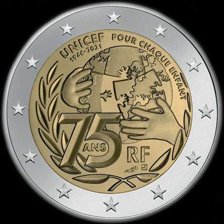 France 2021 - 75 ans de l'Unicef - 2 euro commémorative