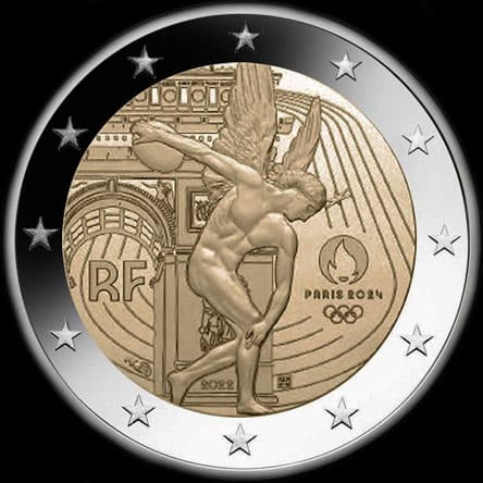 France 2022 - Jeux Olympiques 2024 - lancer de disque - 2 euro commémorative