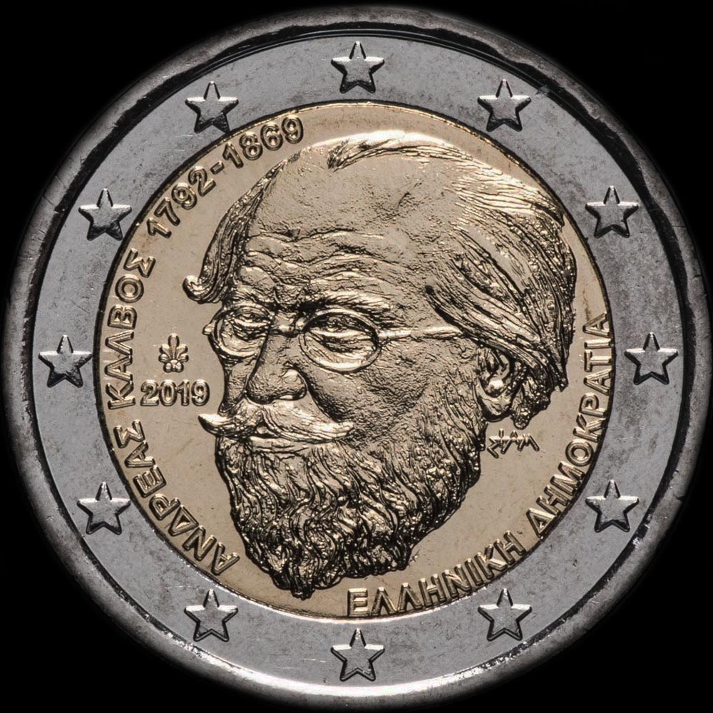 Gr�ce 2019 - 150 ans de la mort d'Andreas Kalvos - 2 euro comm�morative