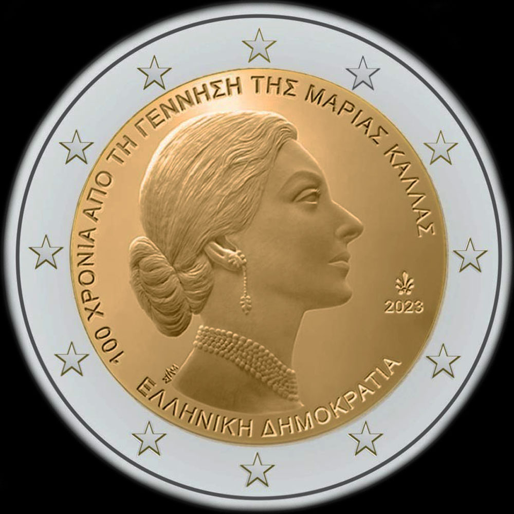 Gr�ce 2023 - 100 ans de Maria Callas - 2 euro comm�morative