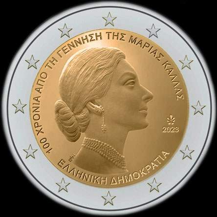Gr�ce 2023 - 100 ans de Maria Callas - 2 euro comm�morative