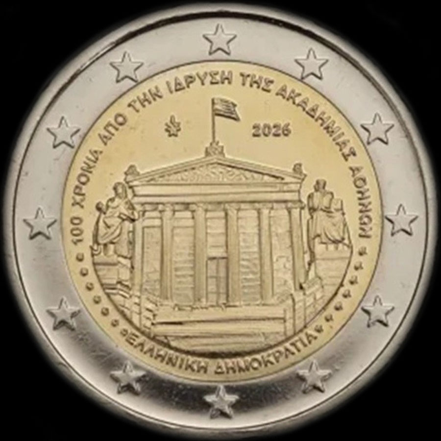 Gr�ce 2026 - Centenaire de l'Acad�mie d'Ath�nes - 2 euro comm�morative