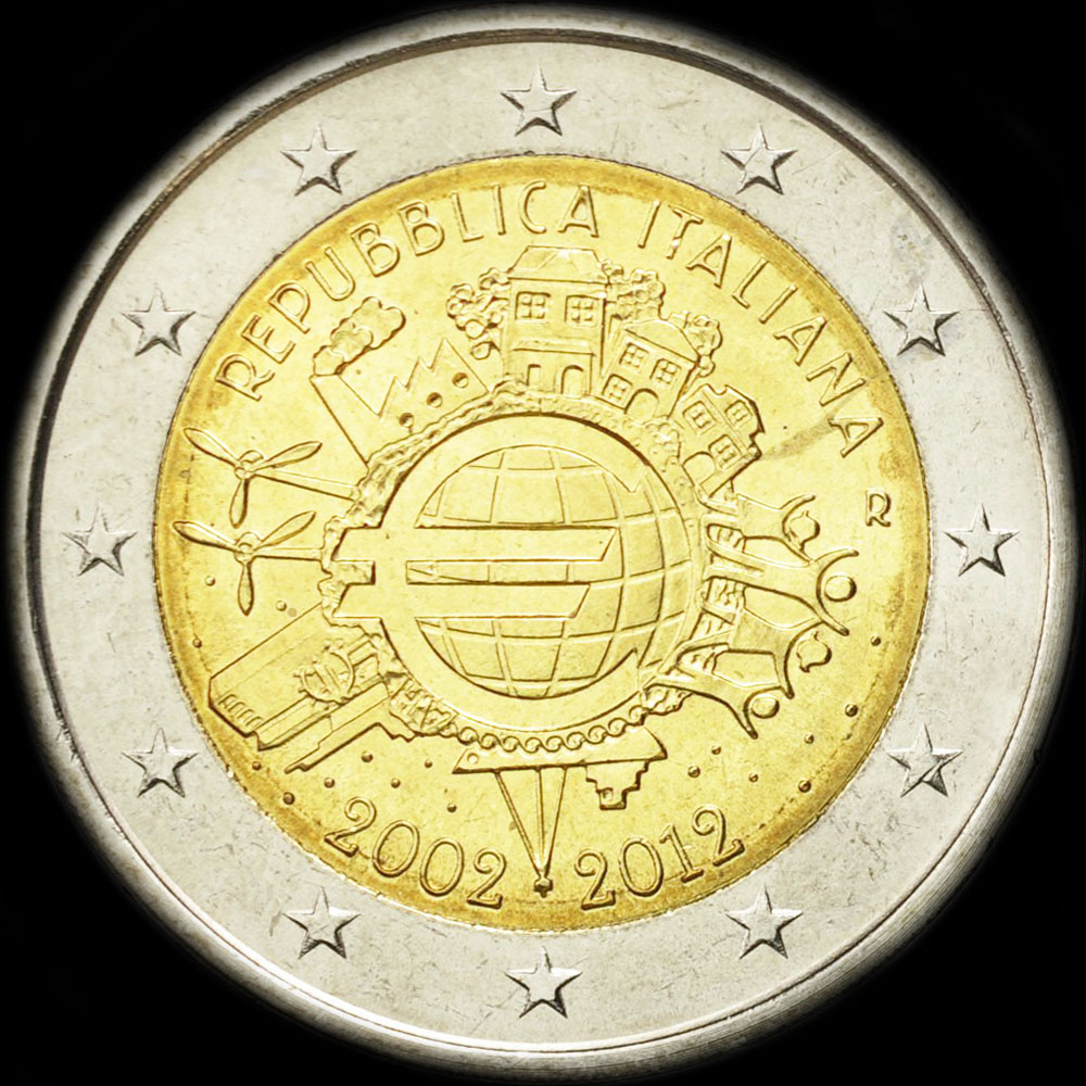 Italie 2012 - 10 ans de circulation de l'euro - 2 euro comm�morative