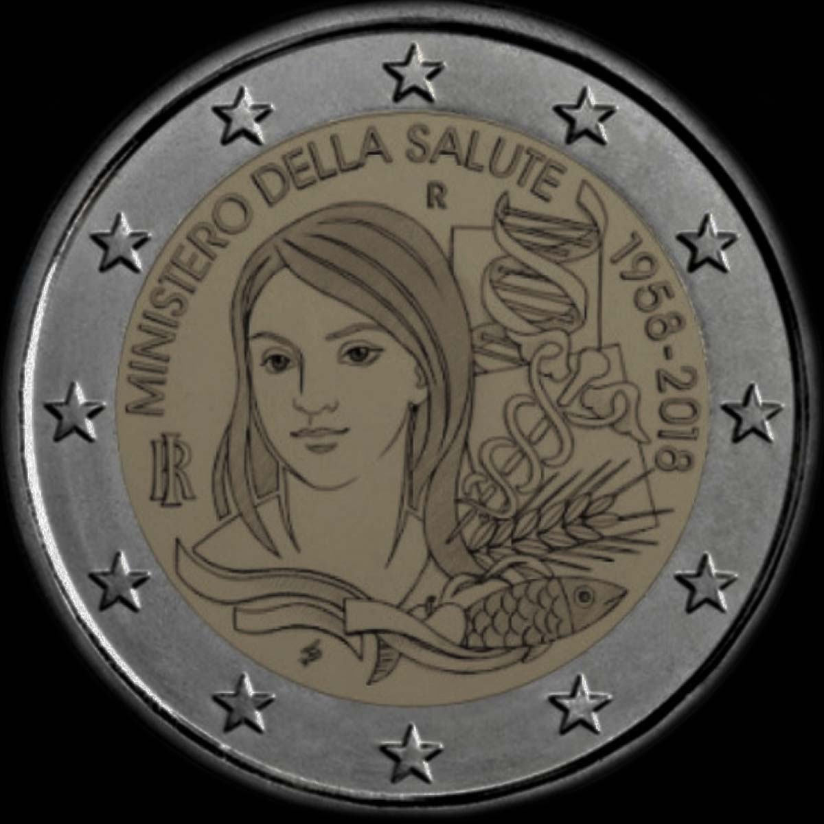 Italie 2018 - 60 ans du Minist�re de la Sant� - 2 euro comm�morative