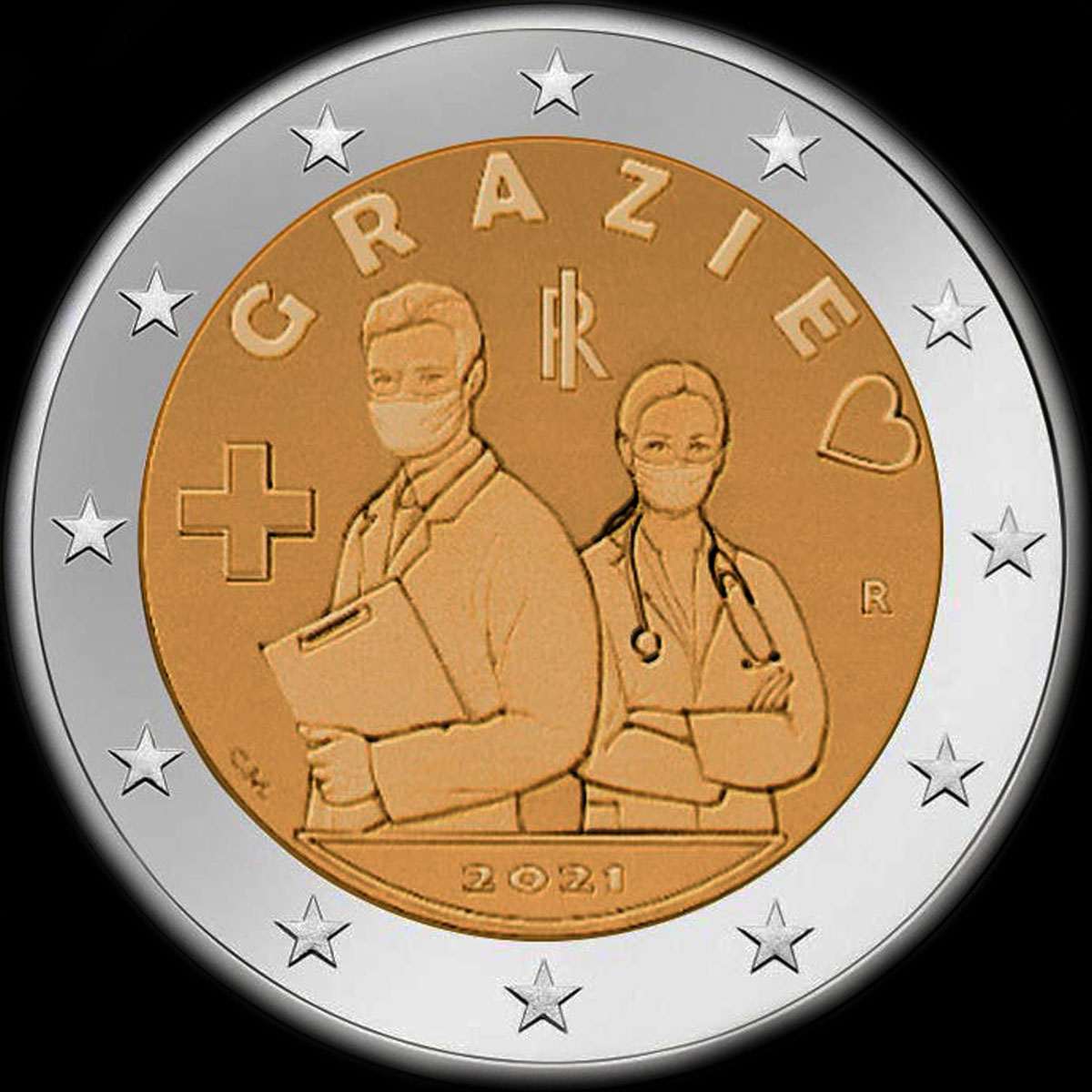 Italie 2021 - Merci aux professions de santé - 2 euro commémorative