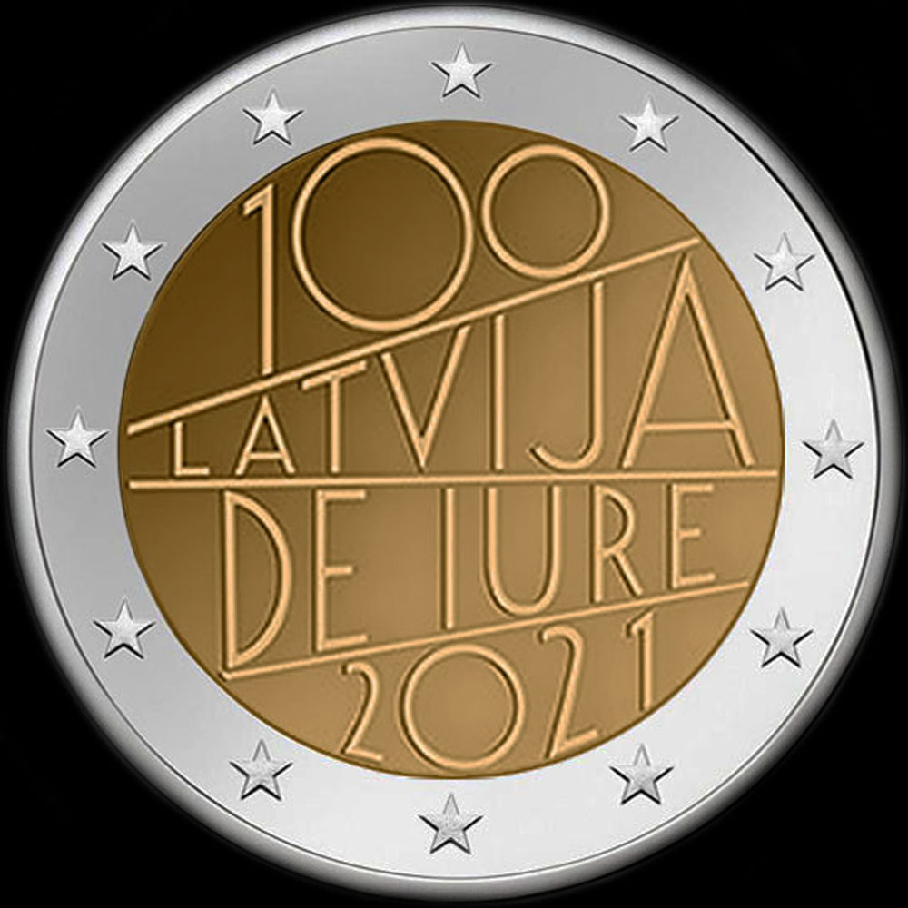 Lettonie 2021 - 100 ans de la reconnaissance internationale de la Lettonie - 2 euro comm�morative
