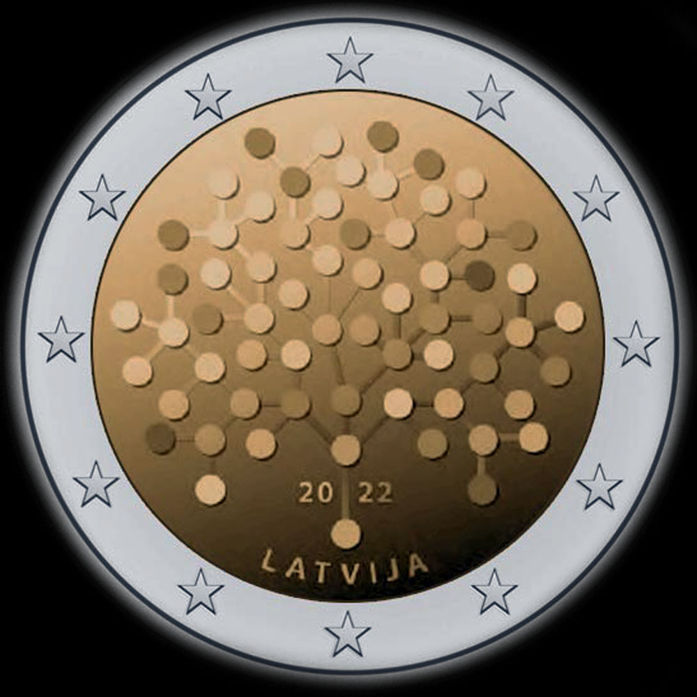 Lettonie 2022 - 100 ans de la Banque Nationale de Lettonie - 2 euro commmorative