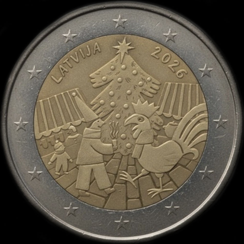 Lettonie 2026 - Tradition du March� de No�l - 2 euro comm�morative