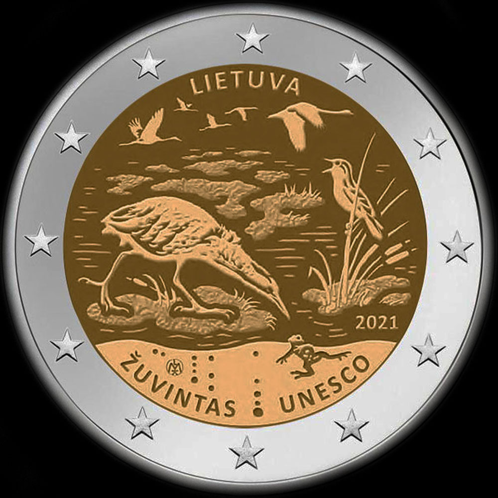 Lituanie 2021 - Réserve de biosphère de Zuvintas - 2 euro commémorative