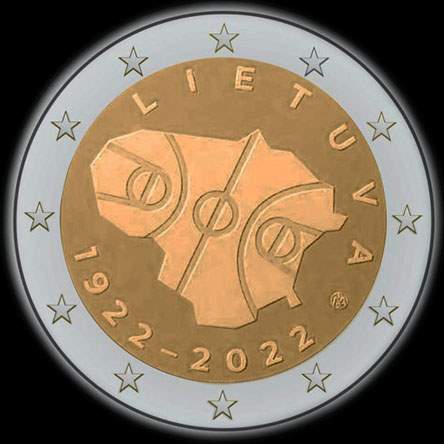 Lituanie 2022 - 100 ans de Basket-Ball en Lituanie - 2 euro comm�morative