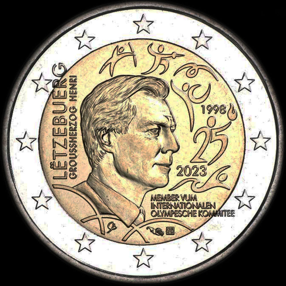 Luxembourg 2023 - 25 ans d'accession du Grand-Duc Henri au Comit� International Olympique - 2 euro comm�morative