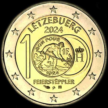 Luxembourg 2024 - 100 ans des pi�ces en franc � l'effigie du Feierst�ppler - 2 euro comm�morative