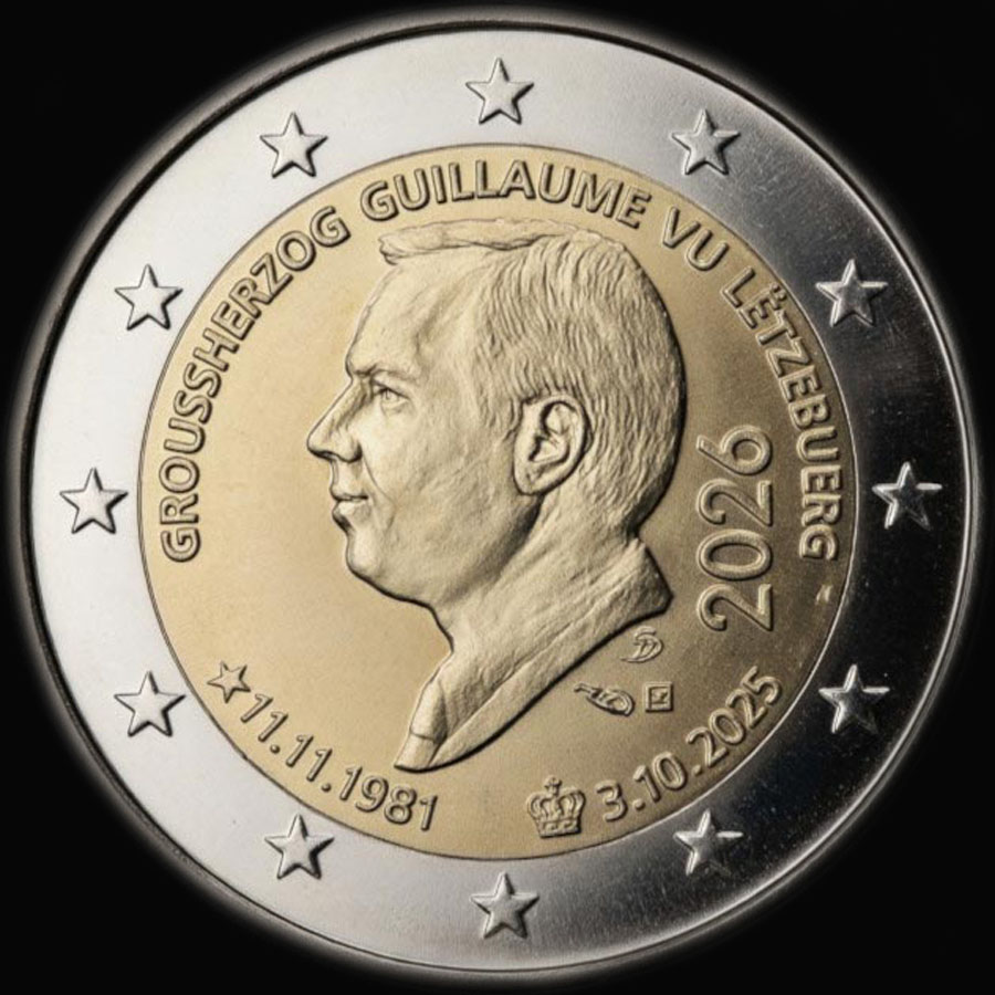 Luxembourg 2026 - 45&nbsp;ans du Grand&nbsp;Duc Guillaume&nbsp;V - 2 euro comm�morative