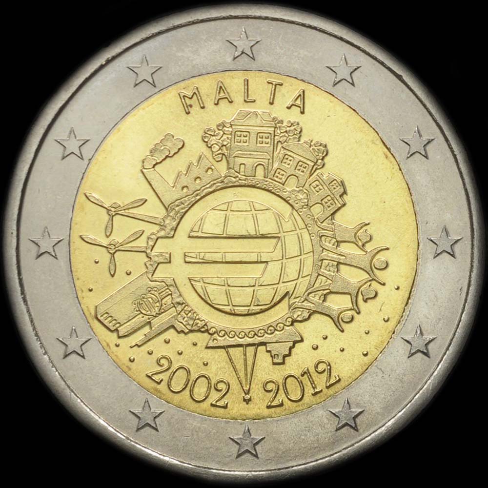 Malte 2012 - 10 ans de circulation de l'euro - 2 euro comm�morative