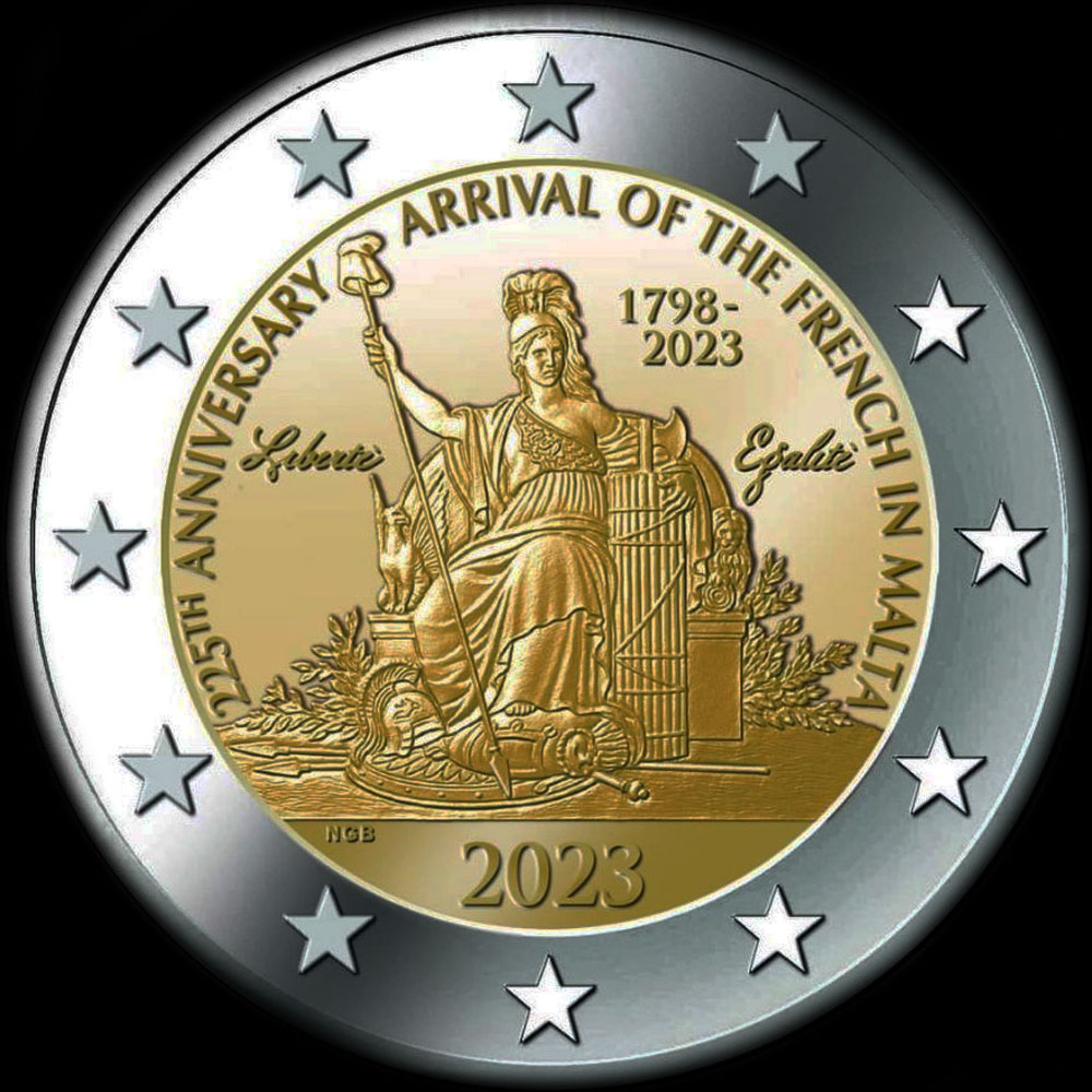 Malte 2023 - 225 ans de l'arriv�e des Fran�ais - 2 euro comm�morative