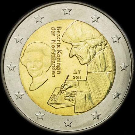 Pays-Bas 2011 - 500 ans de l'Eloge de la Folie d'Erasme - 2 euro comm�morative