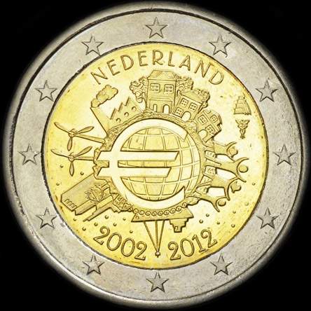 Pays-Bas 2012 - 10 ans de circulation de l'euro - 2 euro comm�morative