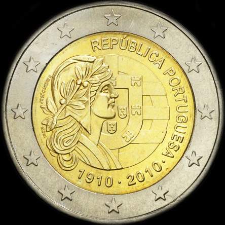 Portugal 2010 - 100 ans de la R�publique Portugaise - 2 euro comm�morative