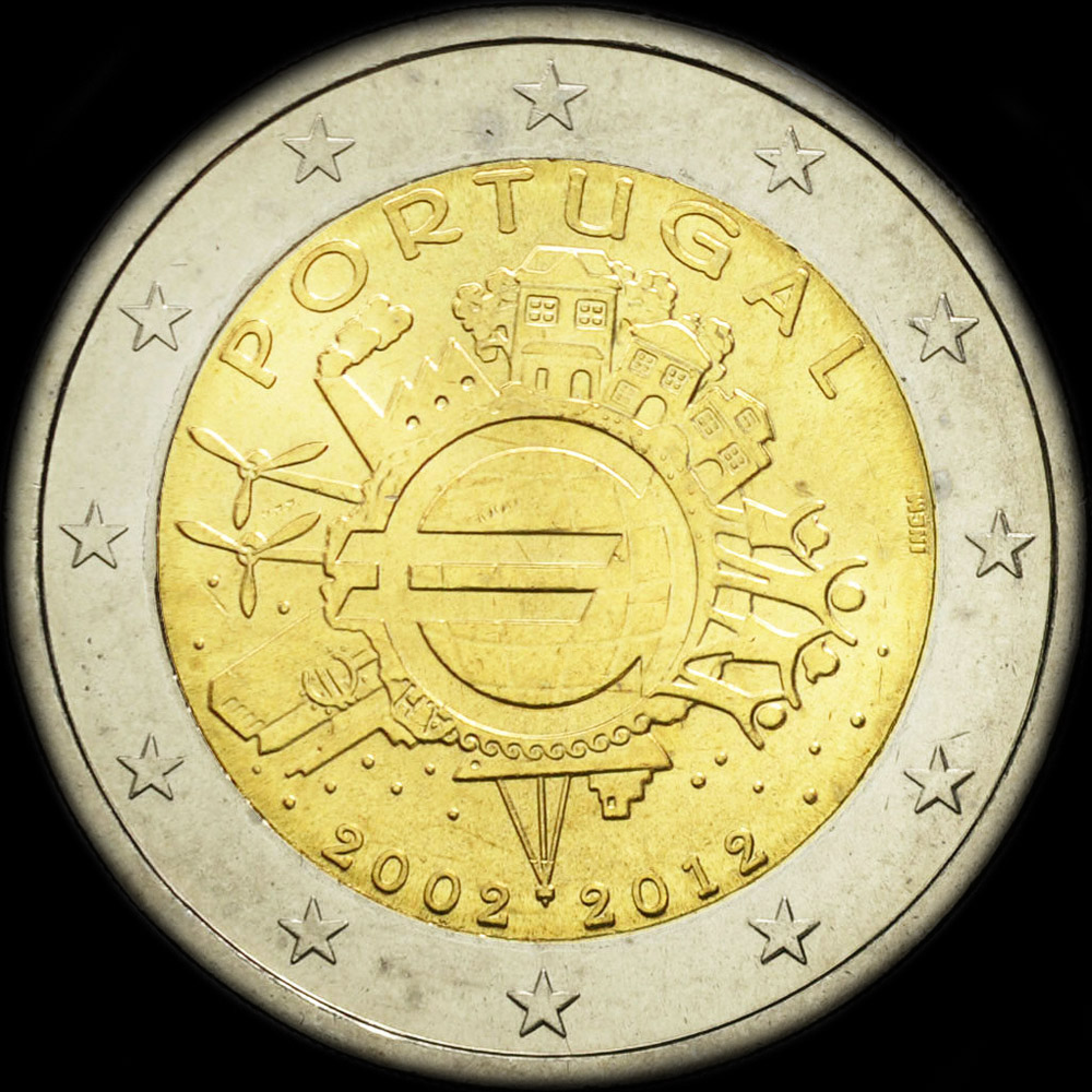 Portugal 2012 - 10 ans de circulation de l'euro - 2 euro comm�morative