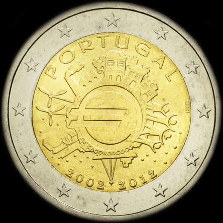 Portugal 2012 - 10 ans de circulation de l'euro - 2 euro comm�morative