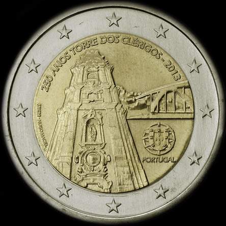 Portugal 2013 - 250 ans de la construction de la Tour des Clercs (Torre dos Cl�rigos) � Porto - 2 euro comm�morative
