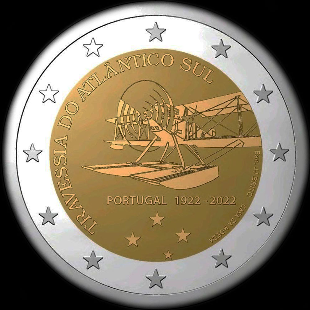 Portugal 2022 - 100 ans de la 1�re travers�e a�rienne de l'Atlantique-Sud - 2 euro comm�morative