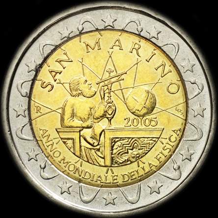 Saint-Marin 2005 - Ann�e Internationale de la Physique - 2 euro comm�morative