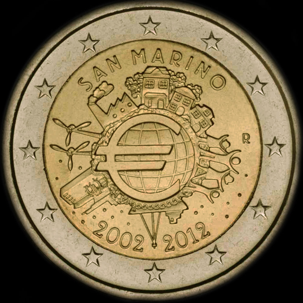 Saint-Marin 2012 - 10 ans de circulation de l'euro - 2 euro comm�morative