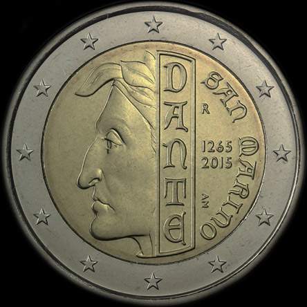 Saint-Marin 2015 - 750 ans de Dante Alighieri - 2 euro comm�morative