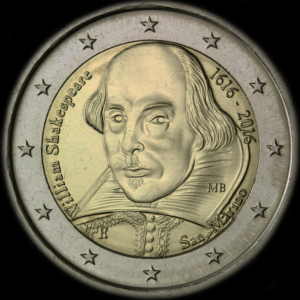 Saint-Marin 2016 - 400 ans de la mort de William Shakespeare - 2 euro commémorative