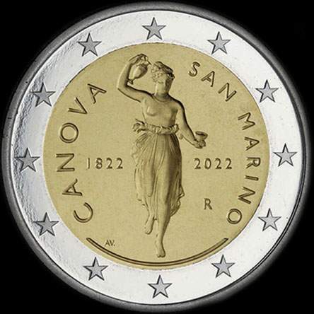 Saint-Marin 2022 - 200 ans de la mort d'Antonio Canova - 2 euro comm�morative