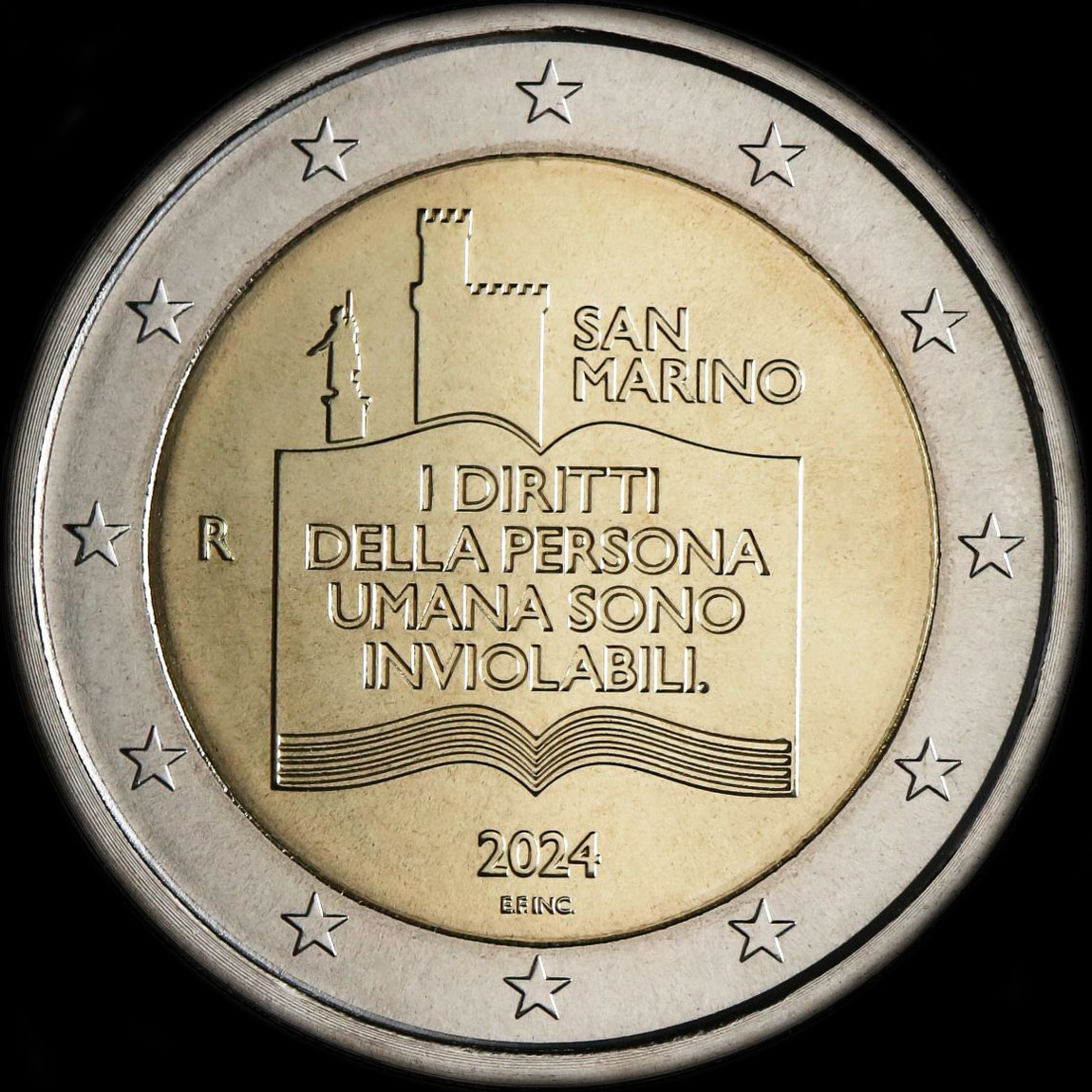 Saint-Marin 2024 - 50 ans de la d�claration des Droits des Citoyens - 2 euro comm�morative