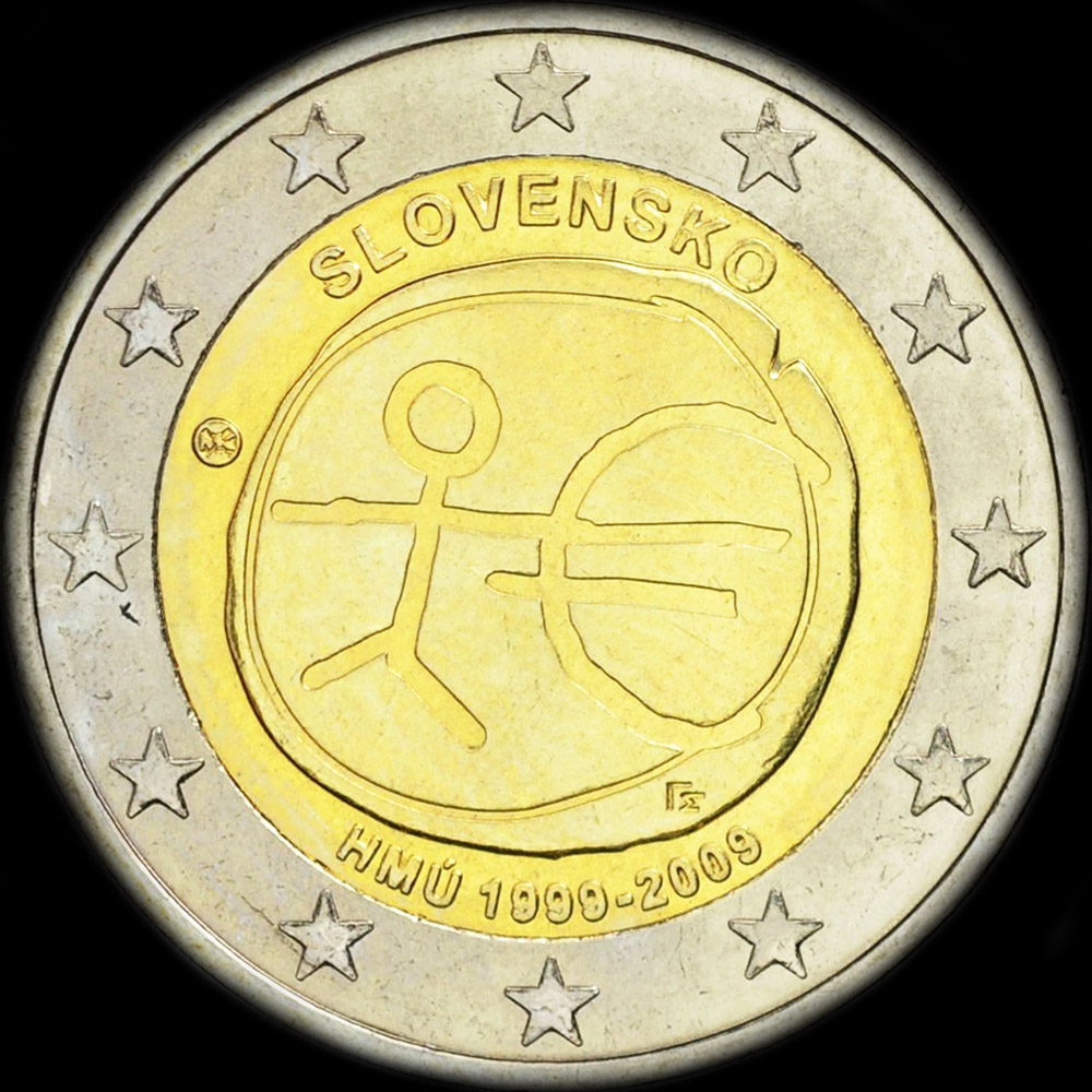 Slovaquie 2009 - 10 ans de l'UEM - 2 euro commémorative