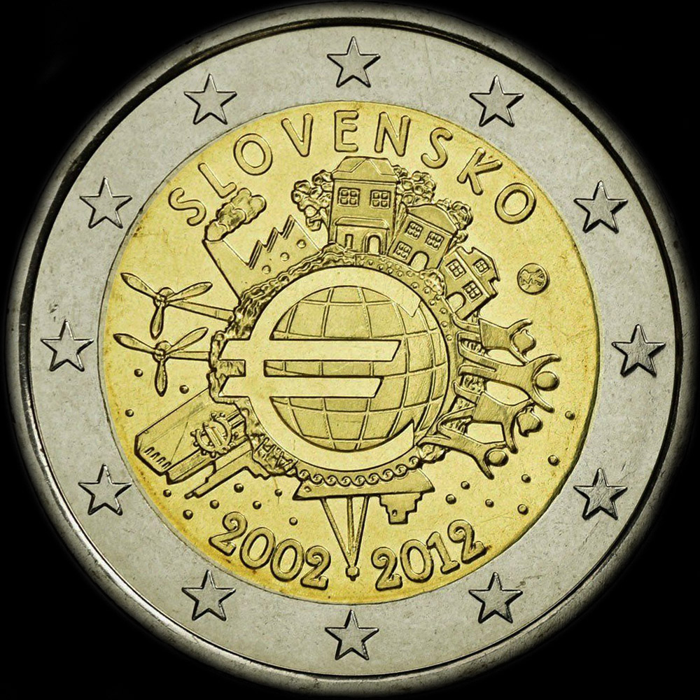 Slovaquie 2012 - 10 ans de circulation de l'euro - 2 euro commémorative