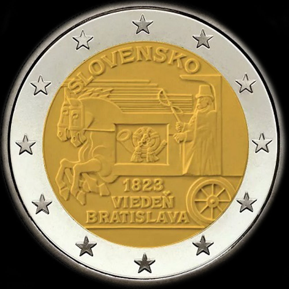 Slovaquie 2023 - 200 ans de la voie postale hippomobile Vienne-Bratislava - 2 euro comm�morative