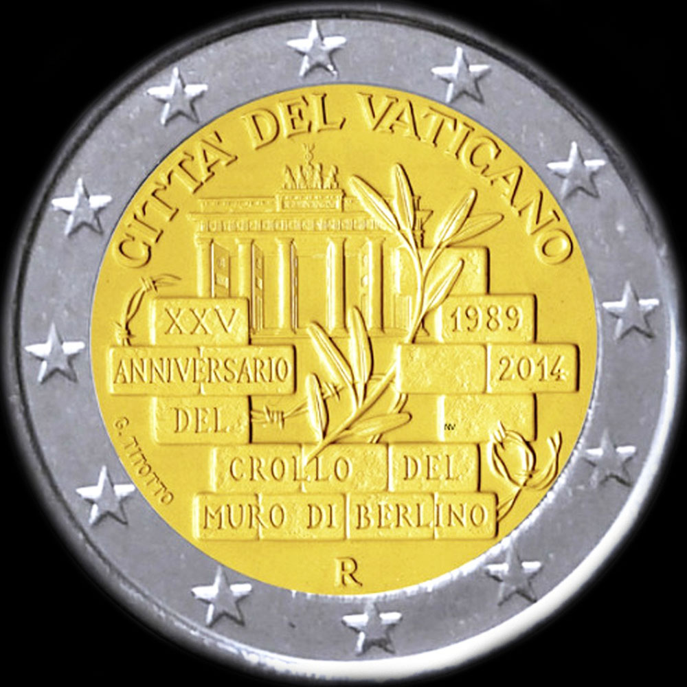 Vatican 2014 - 25 ans de la Chute du Mur de Berlin - 2 euro comm�morative