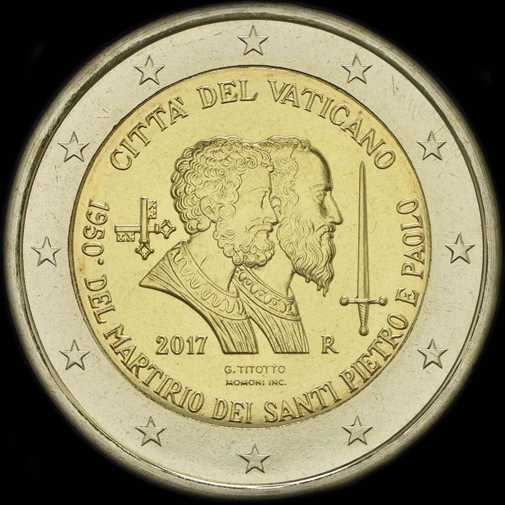 Vatican 2017 - 1950 ans du Martyre de Saint-Pierre et Saint-Paul - 2 euro commmorative