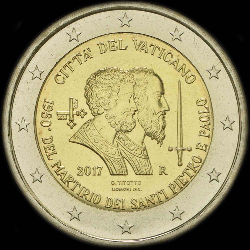 Vatican 2017 - 1950 ans du Martyre de Saint-Pierre et Saint-Paul - 2 euro comm�morative