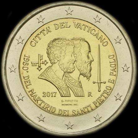 Vatican 2017 - 1950 ans du Martyre de Saint-Pierre et Saint-Paul - 2 euro commémorative