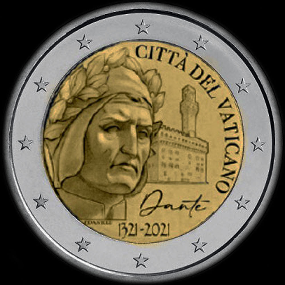 Vatican 2021 - 700 ans de la mort de Dante Alighieri - 2 euro comm�morative