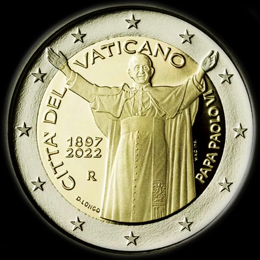 Vatican 2022 - 125 ans de la naissance du Pape Paul VI - 2 euro comm�morative