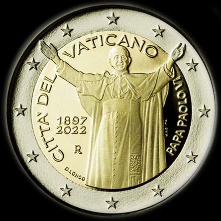 Vatican 2022 - 125 ans de la naissance du Pape Paul VI - 2 euro commémorative