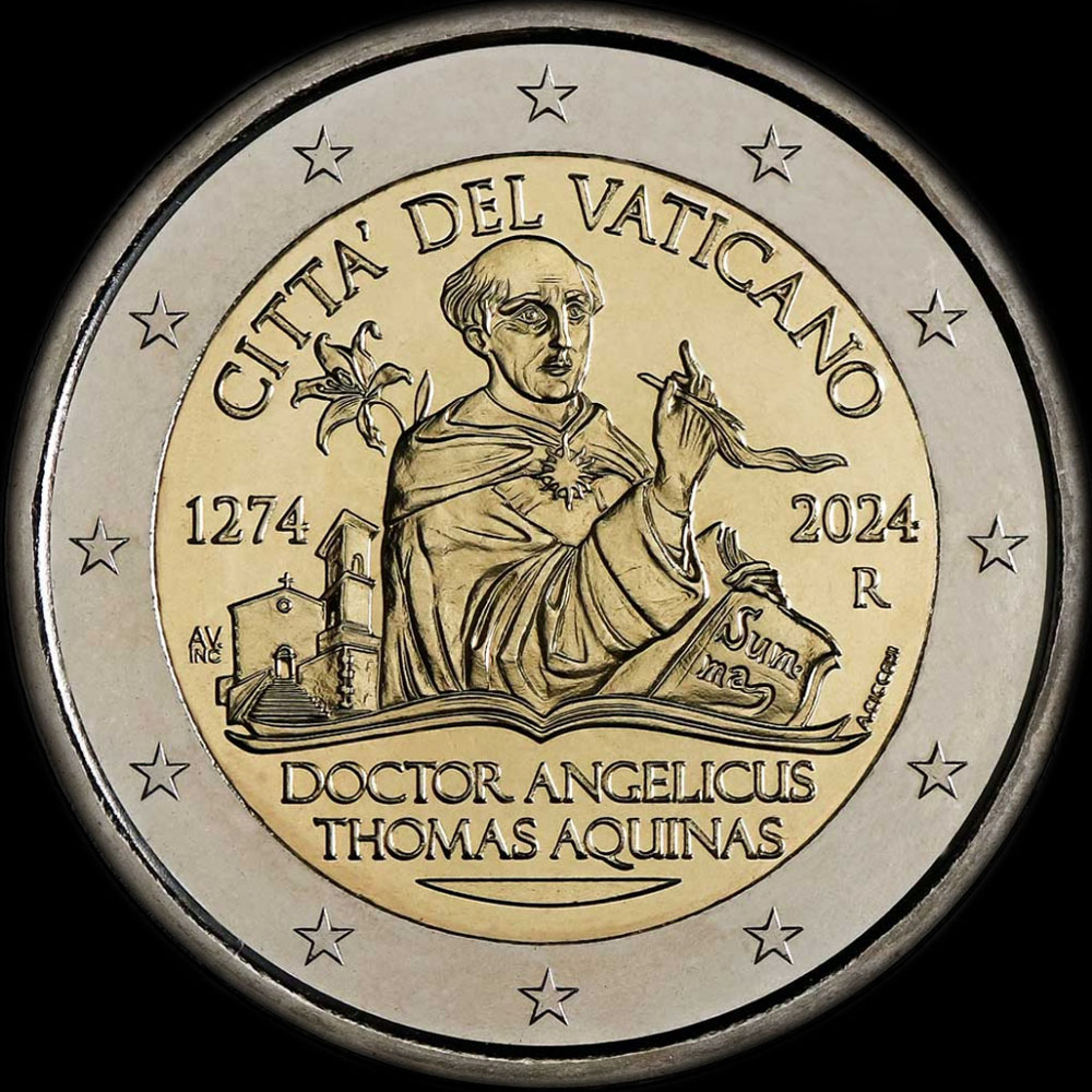 Vatican 2024 - 750 ans de la mort de Saint Thomas d'Aquin - 2 euro comm�morative
