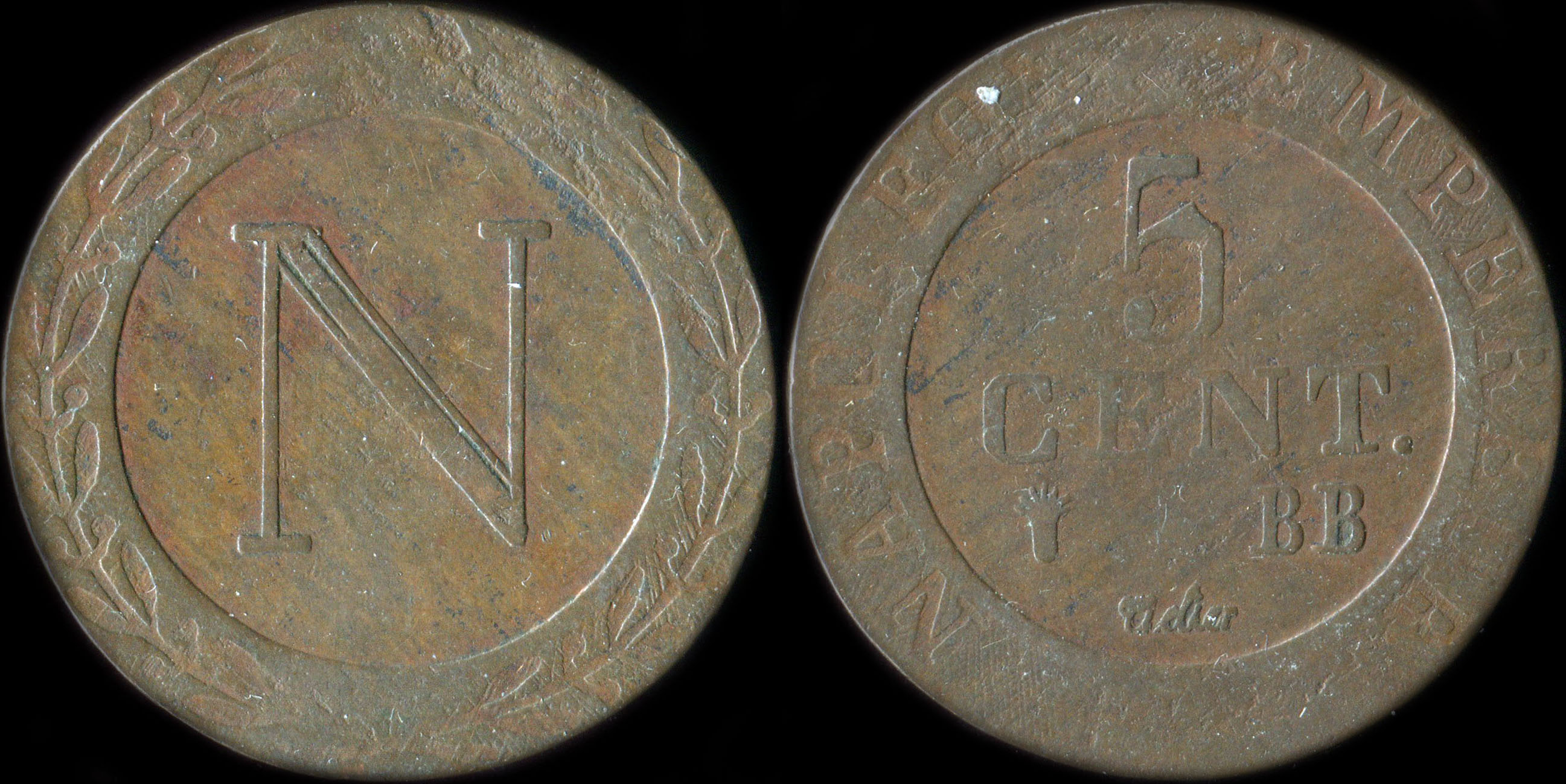 Pièce de 5 centimes Napoléon 1er 1808BB - Strasbourg