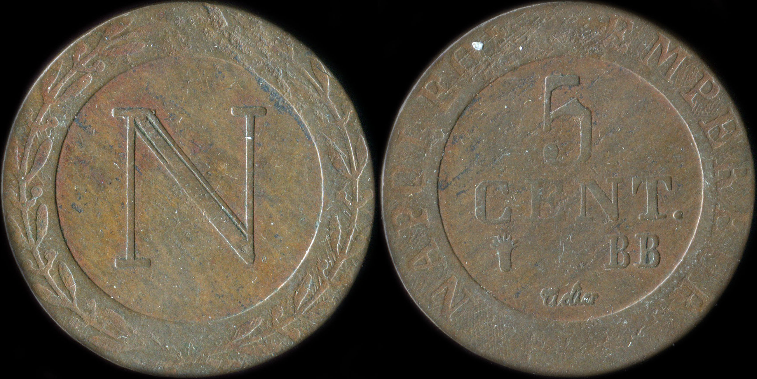 Pi�ce de 5 centimes Napol�on 1er 1808BB - Strasbourg