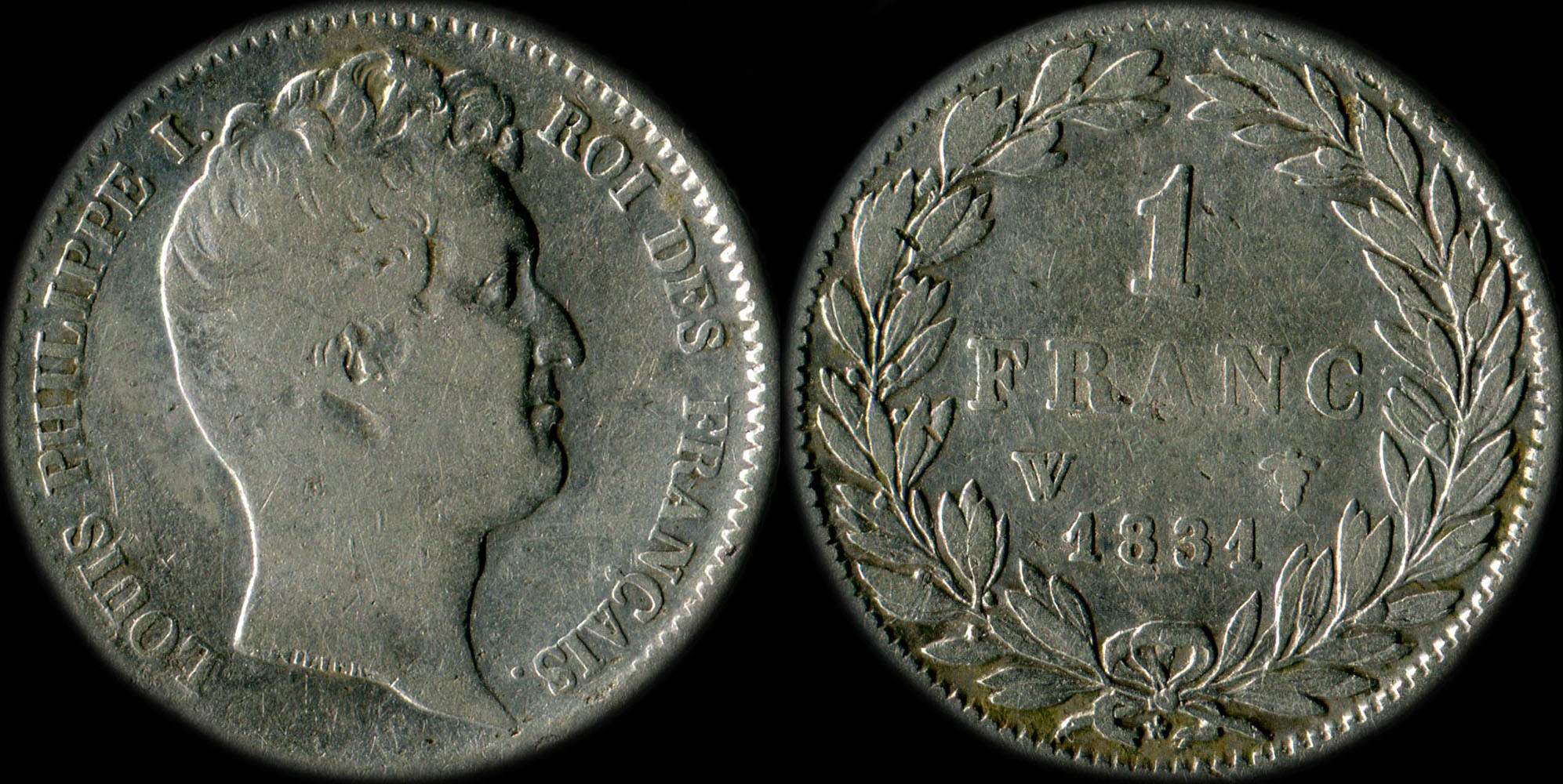 Pièce de 1 franc Louis-Philippe I tête nue 1831W