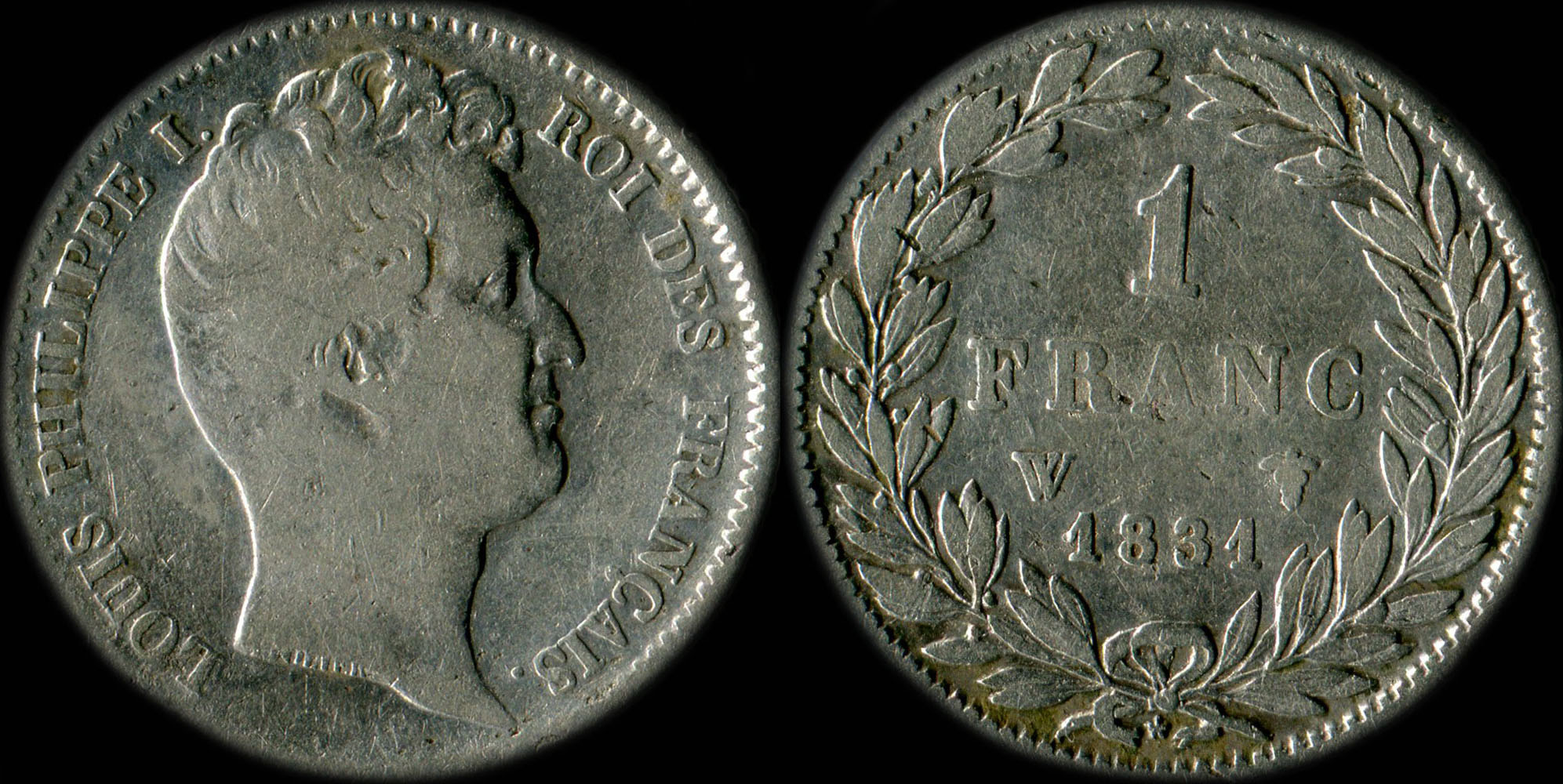 Pi�ce de 1 franc Louis-Philippe I t�te nue 1831W