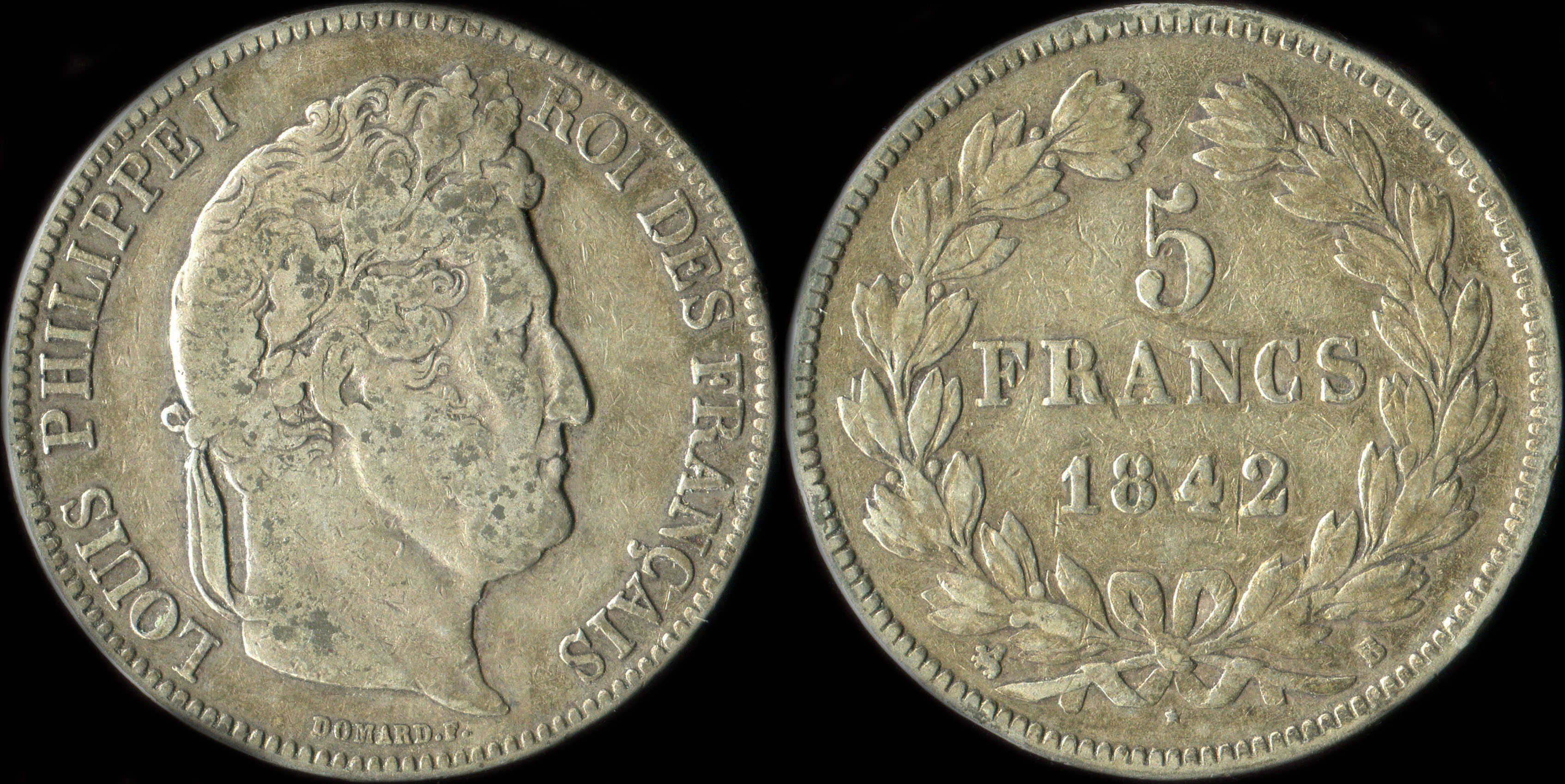 Pièce de 5 francs Louis-Philippe I tête laurée 1er type 1842B