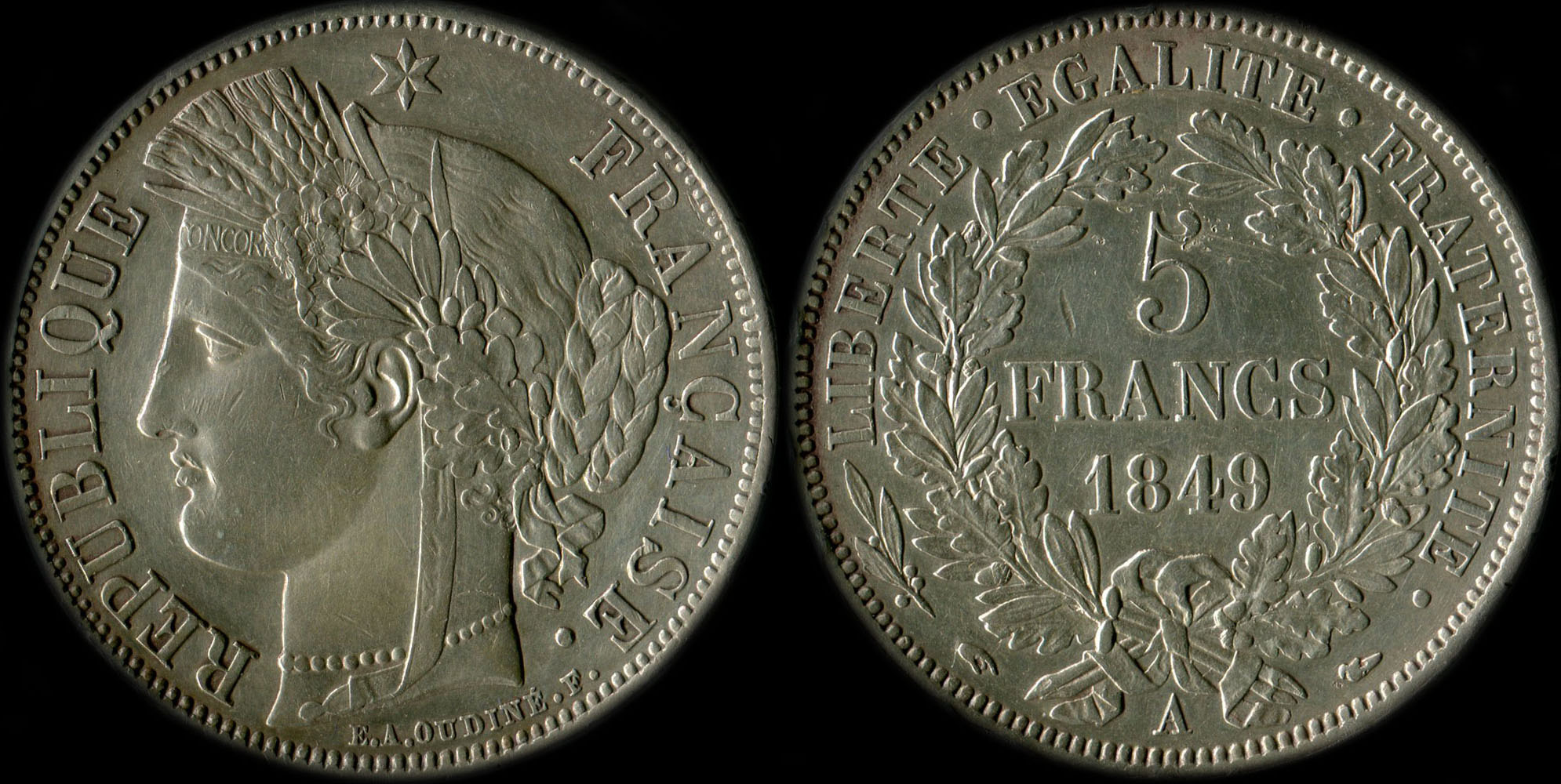 Pi�ce de 5 francs C�r�s 1849A