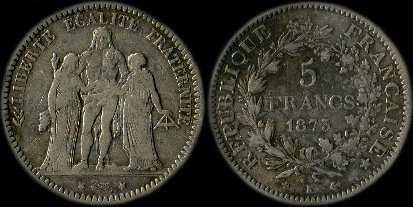 Pièce de 5 francs Hercule 1873K